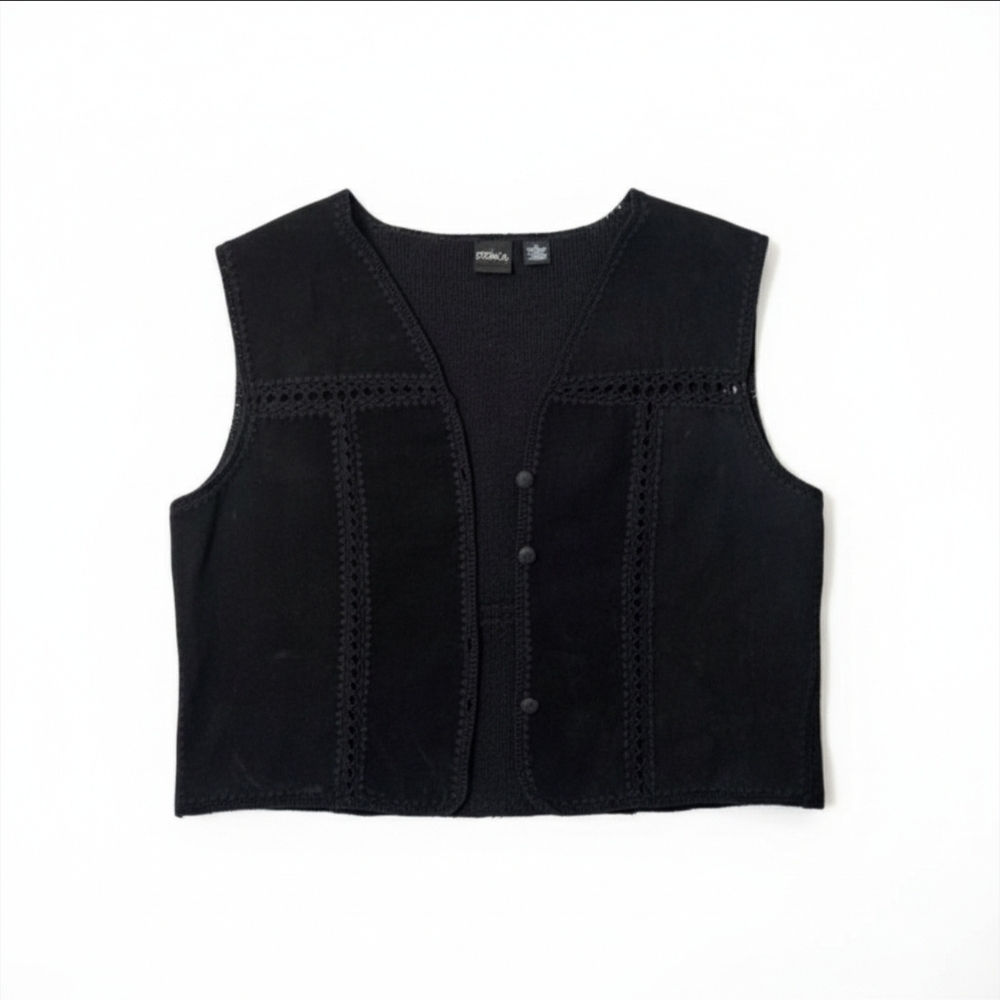 Vintage Leather Black Western Vest
